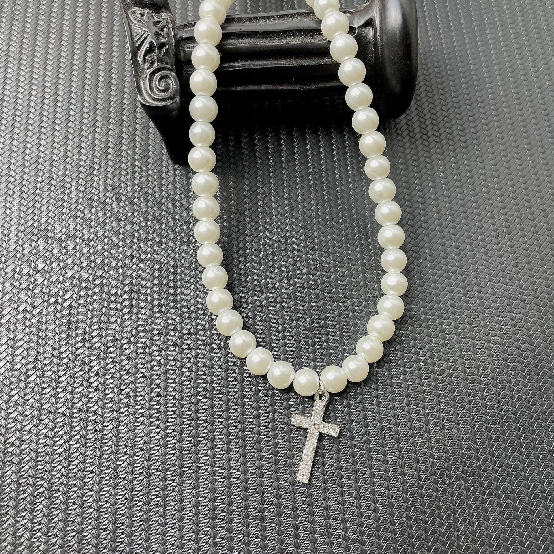 Pearl Cross Hip Hop Necklace
