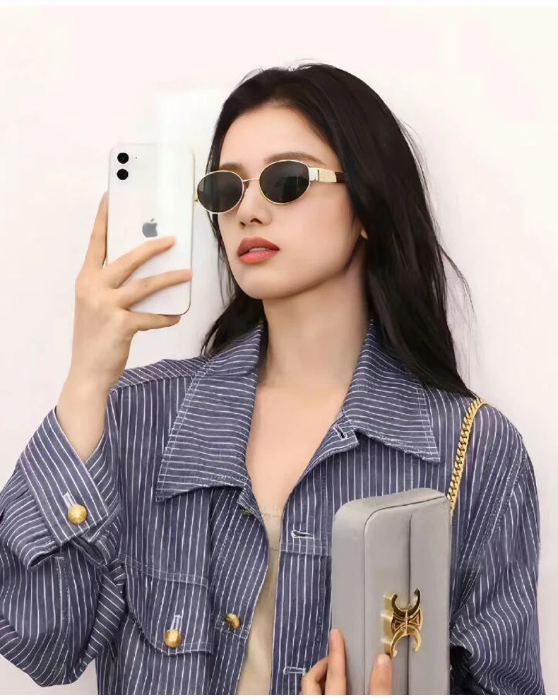 Alloy Oval Sunglasses
