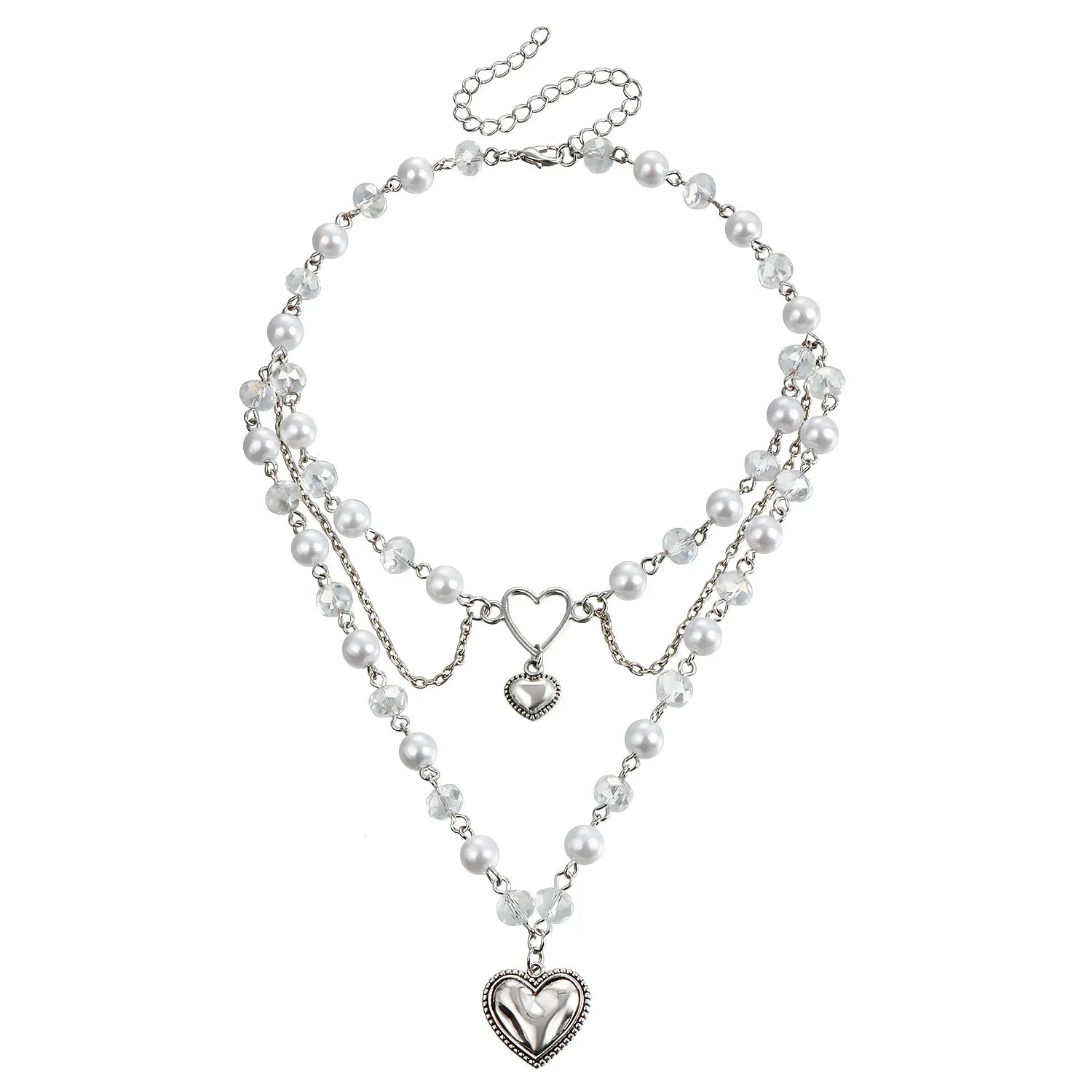 Heart Pendant Layered Choker Necklace