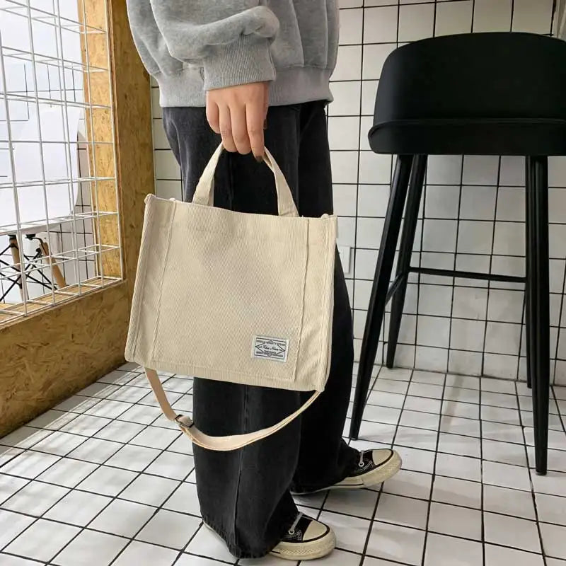 Corduroy Crossbody Tote Bag for Women
