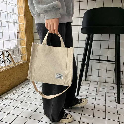 Corduroy Crossbody Tote Bag for Women