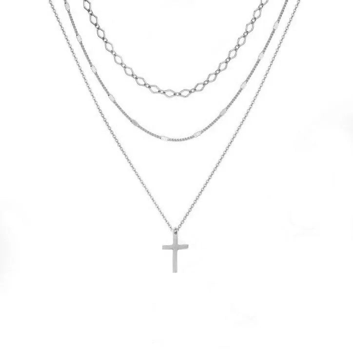 Layered Gold Circle Pendant Necklace Set