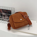 Corduroy Striped Crossbody Bag with Adjustable Strap