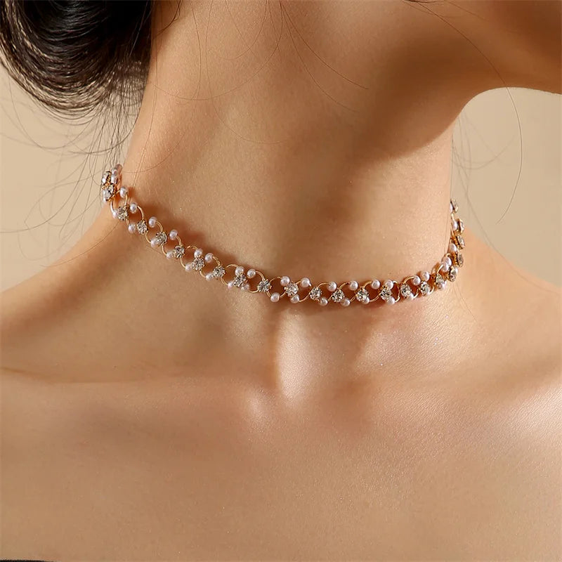 Pearl Cross Choker Necklace