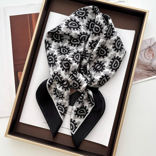 Elegant Floral Print Square Scarf