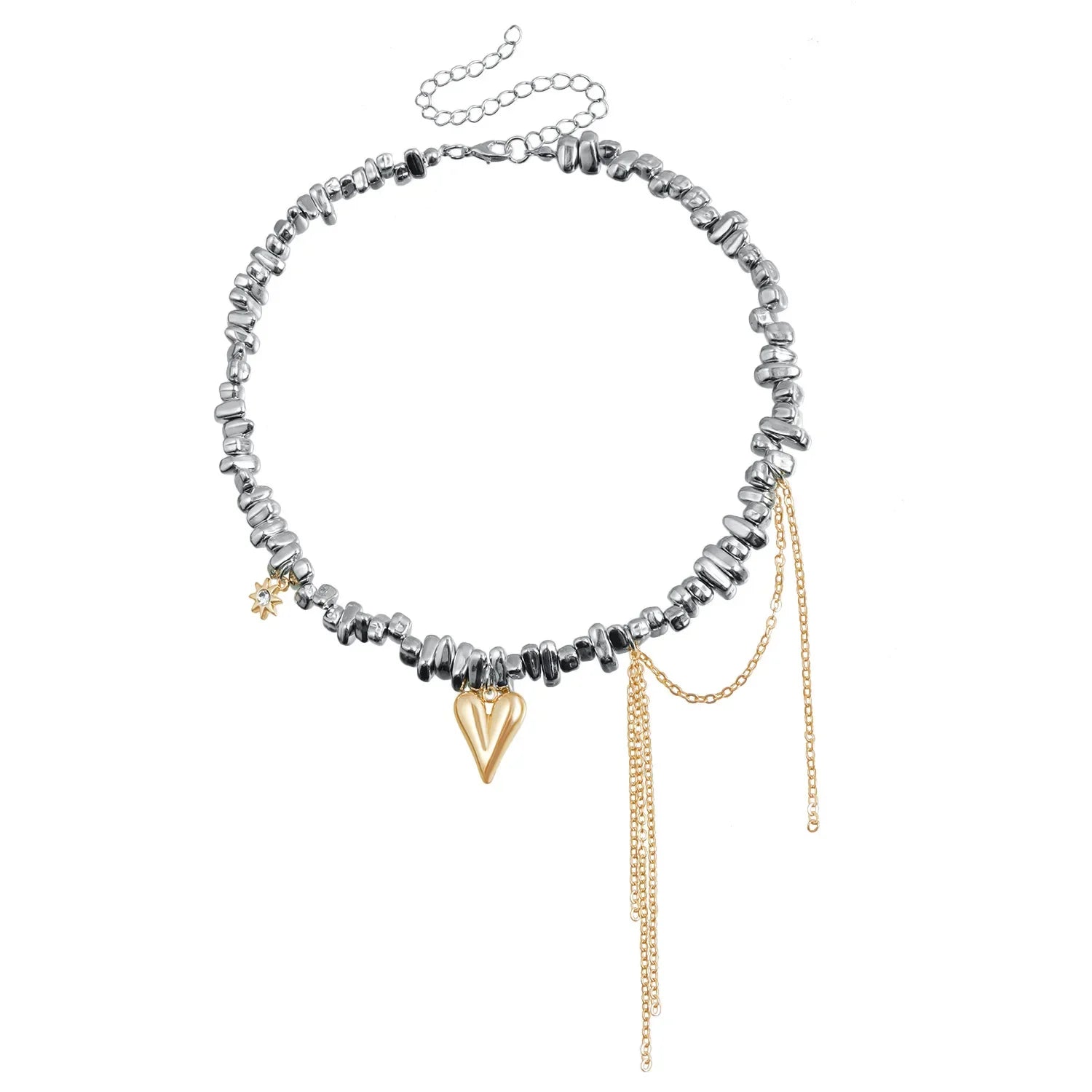 Heart Pendant Layered Choker Necklace