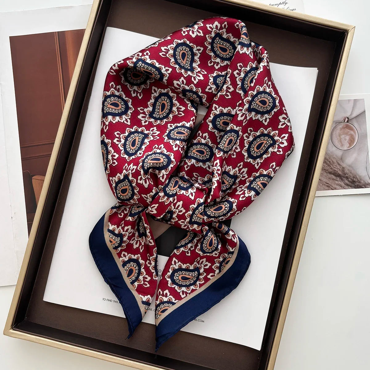 Elegant Floral Print Square Scarf
