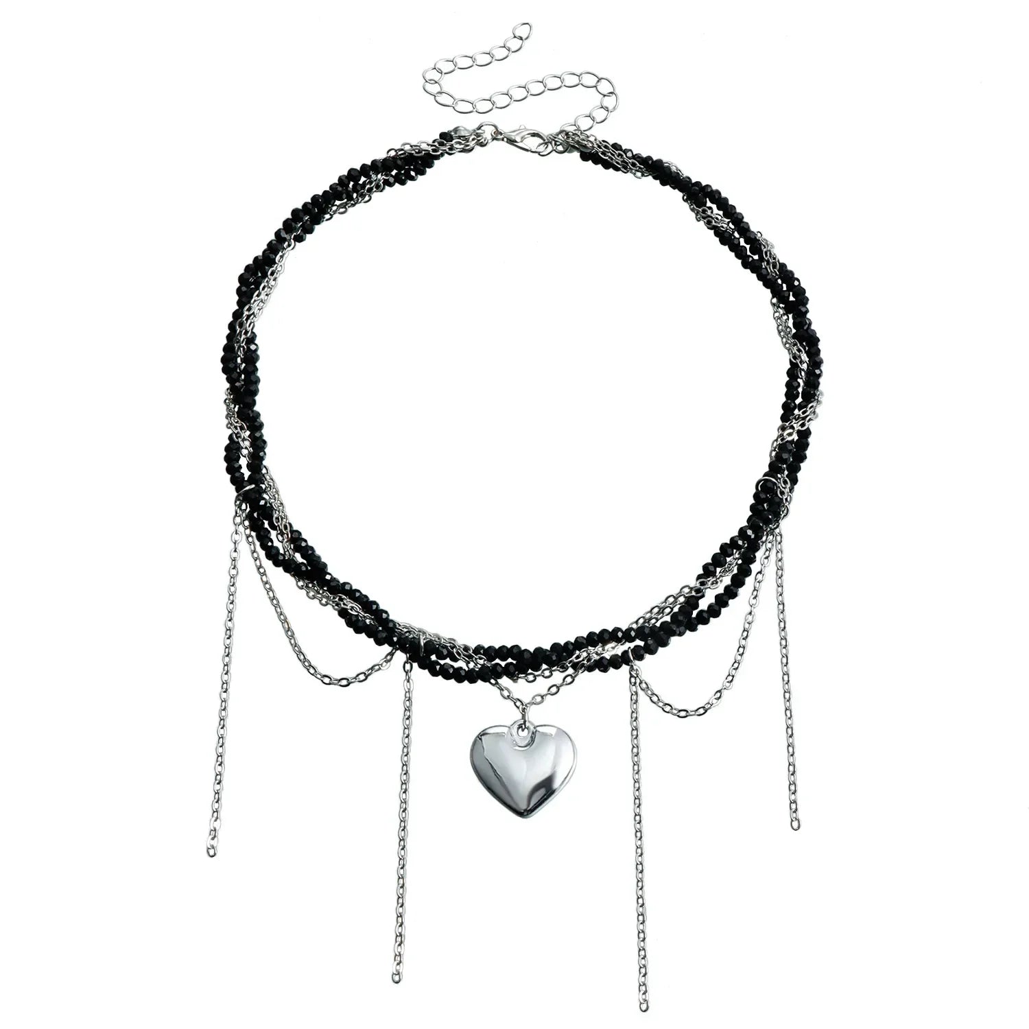 Heart Pendant Layered Choker Necklace