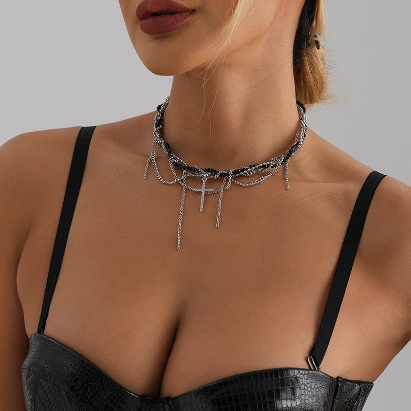 Cross Tassel Necklace