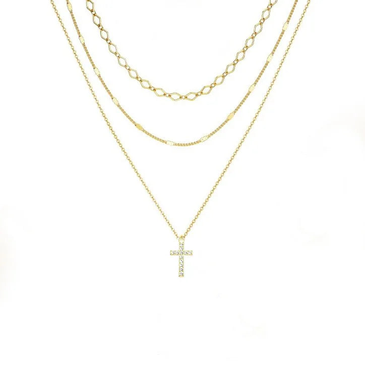 Layered Gold Circle Pendant Necklace Set