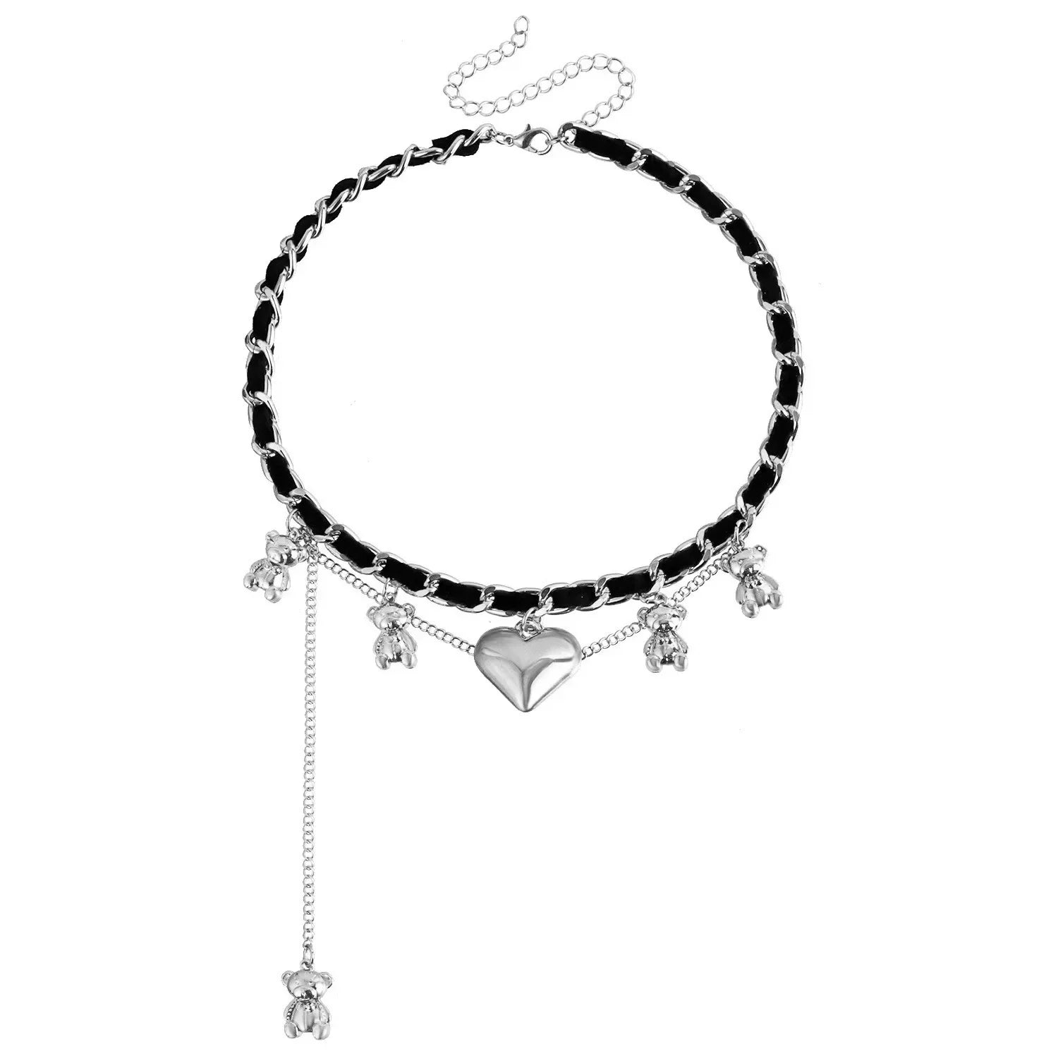 Heart Pendant Layered Choker Necklace