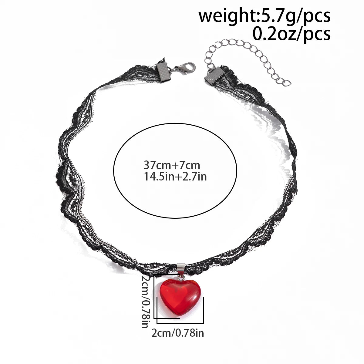 Gothic Black Lace Heart Choker