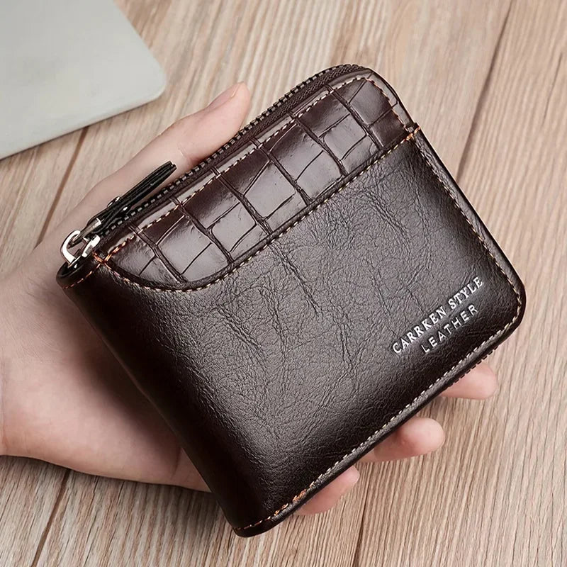 Leather RFID Wallet with Zipper
