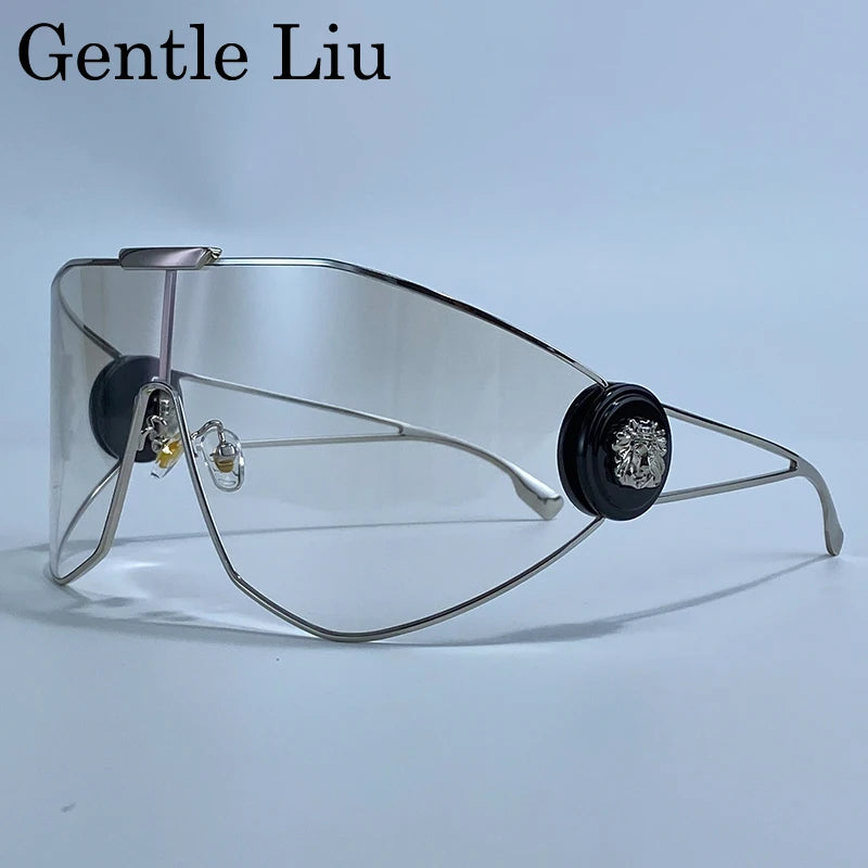 Oversized Shield Sunglasses with UV400 Protection
