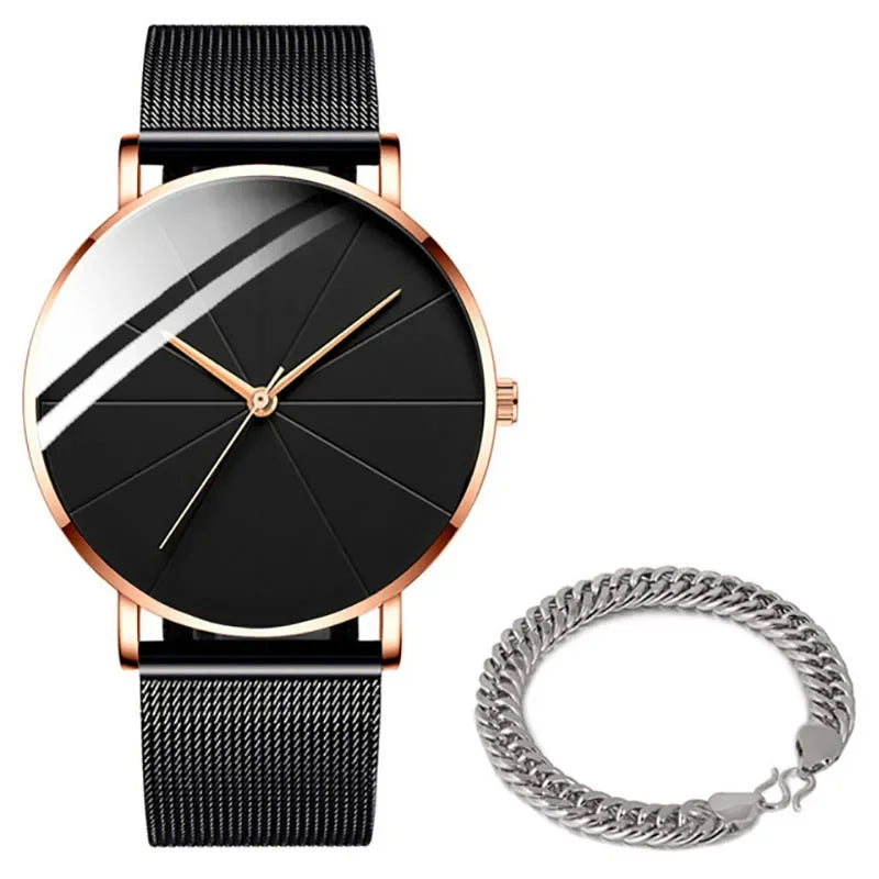 Men's Minimalist Ultra-Thin Mesh Belt Quartz Watch