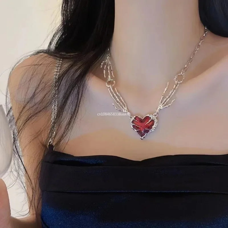 Skull Claw Heart Necklace