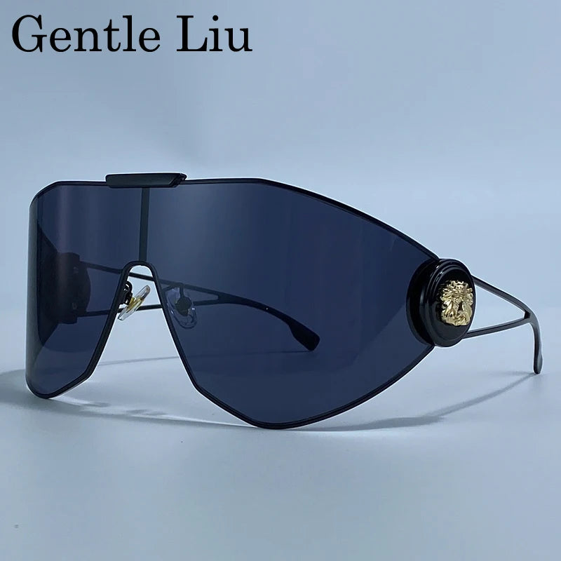 Oversized Shield Sunglasses with UV400 Protection