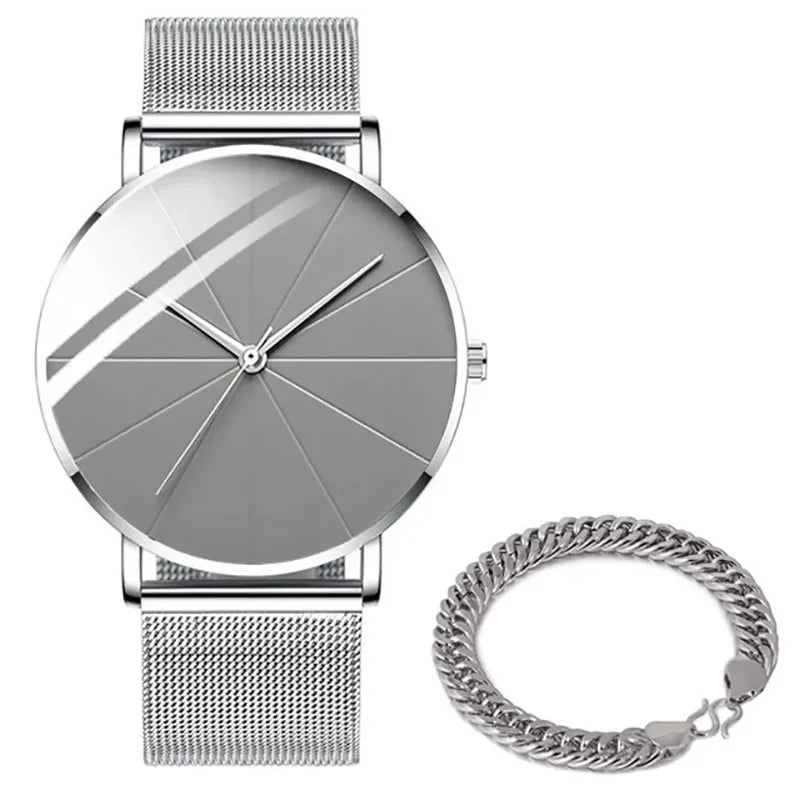 Men's Minimalist Ultra-Thin Mesh Belt Quartz Watch