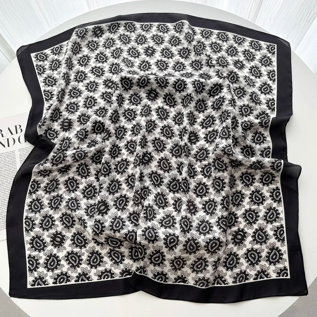 Elegant Floral Print Square Scarf