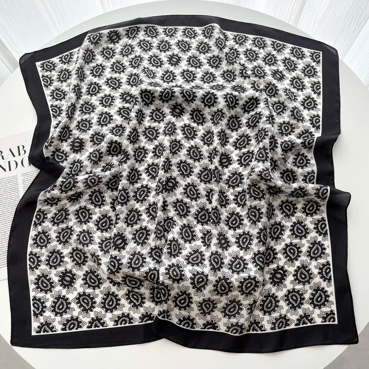 Elegant Floral Print Square Scarf