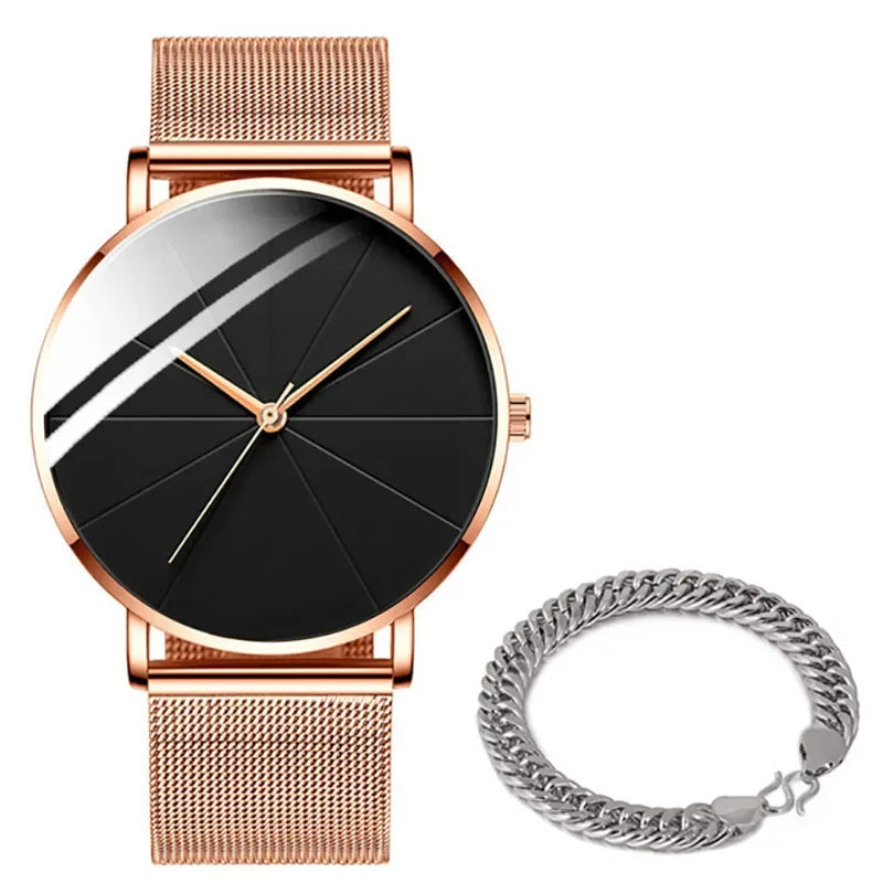 Men's Minimalist Ultra-Thin Mesh Belt Quartz Watch