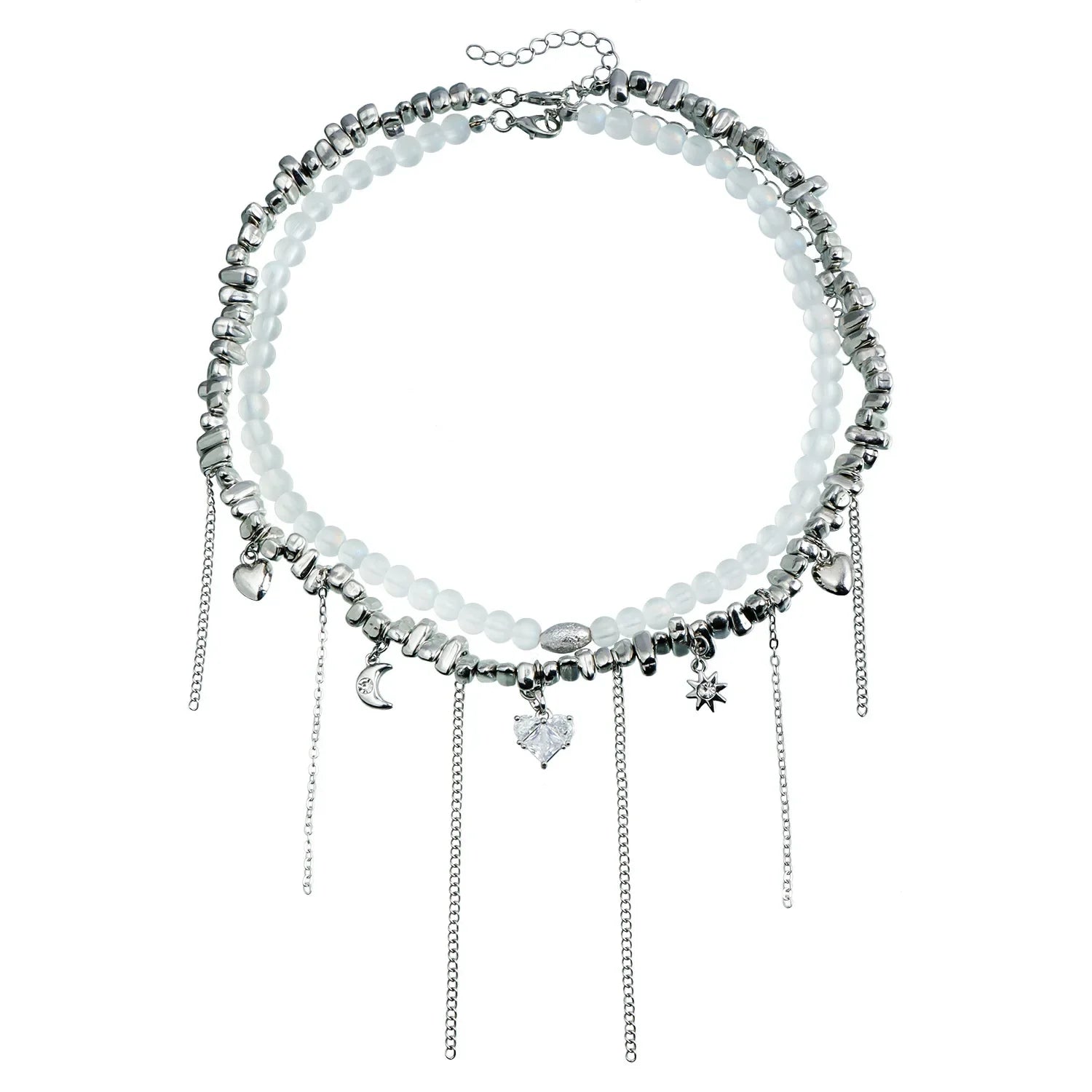 Heart Pendant Layered Choker Necklace