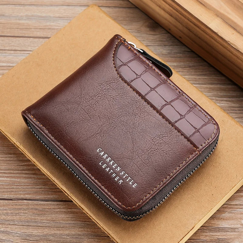 Leather RFID Wallet with Zipper