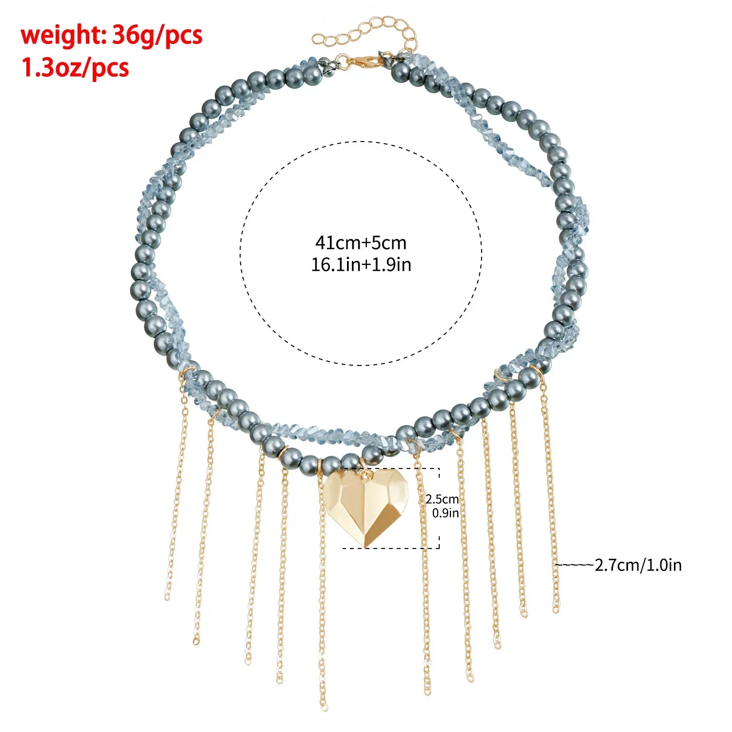 Heart Pendant Layered Choker Necklace