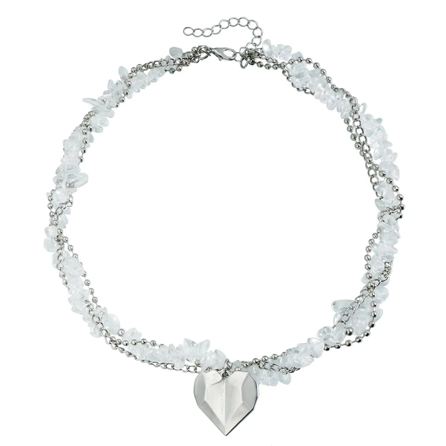 Heart Pendant Layered Choker Necklace