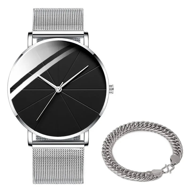 Men's Minimalist Ultra-Thin Mesh Belt Quartz Watch