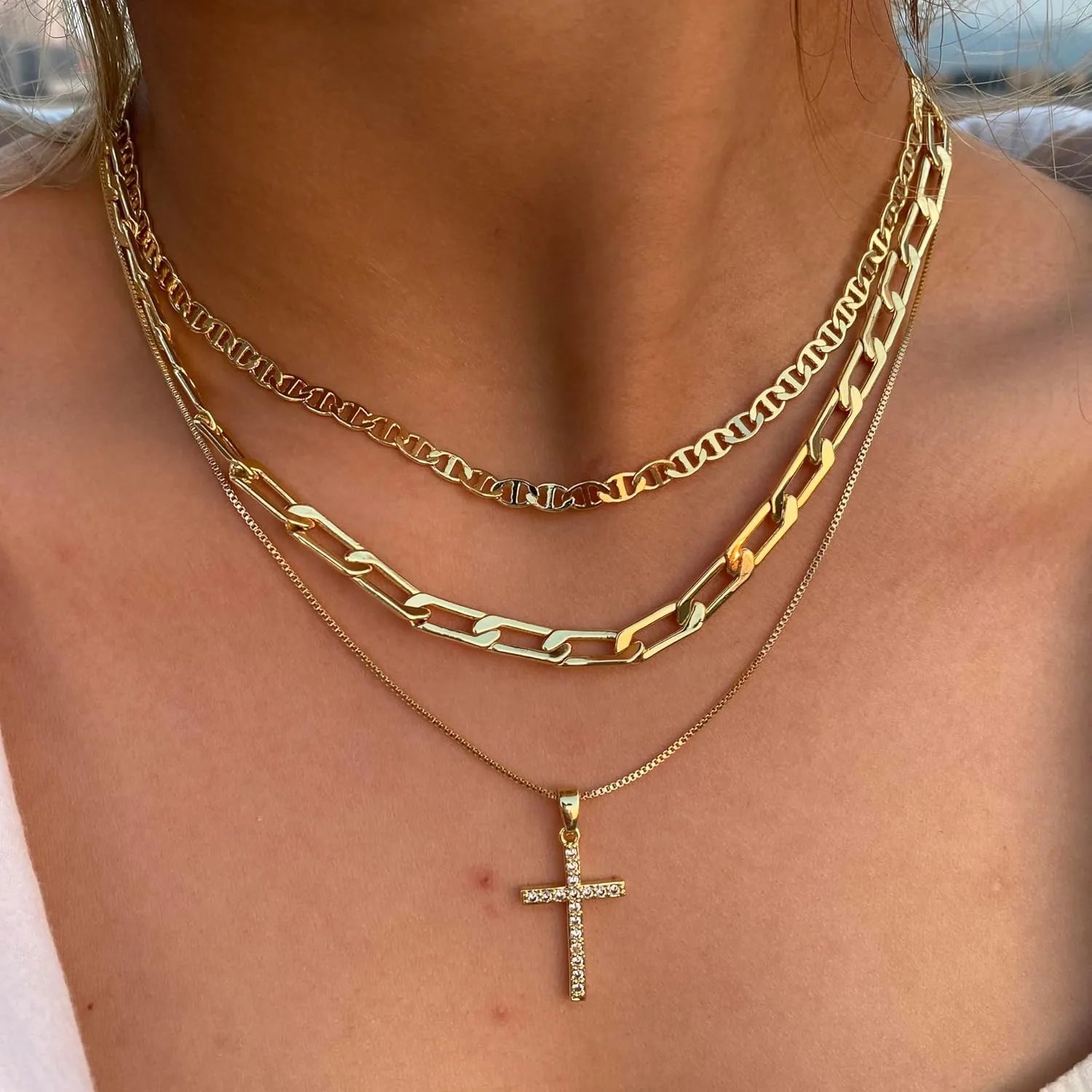 Layered Cross Necklace