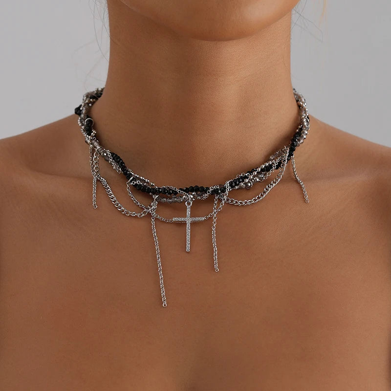 Cross Tassel Necklace