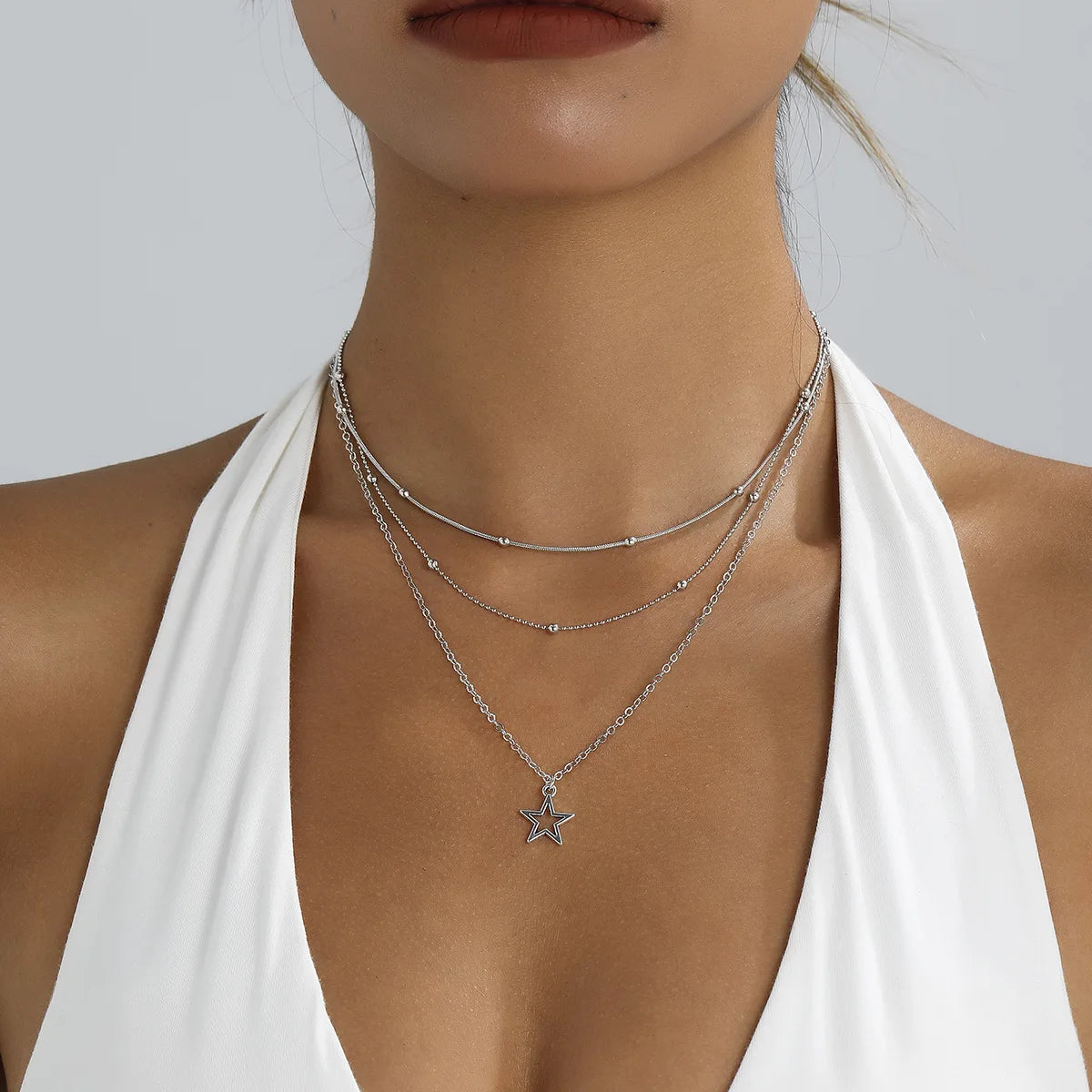 Layered Gold Circle Pendant Necklace Set