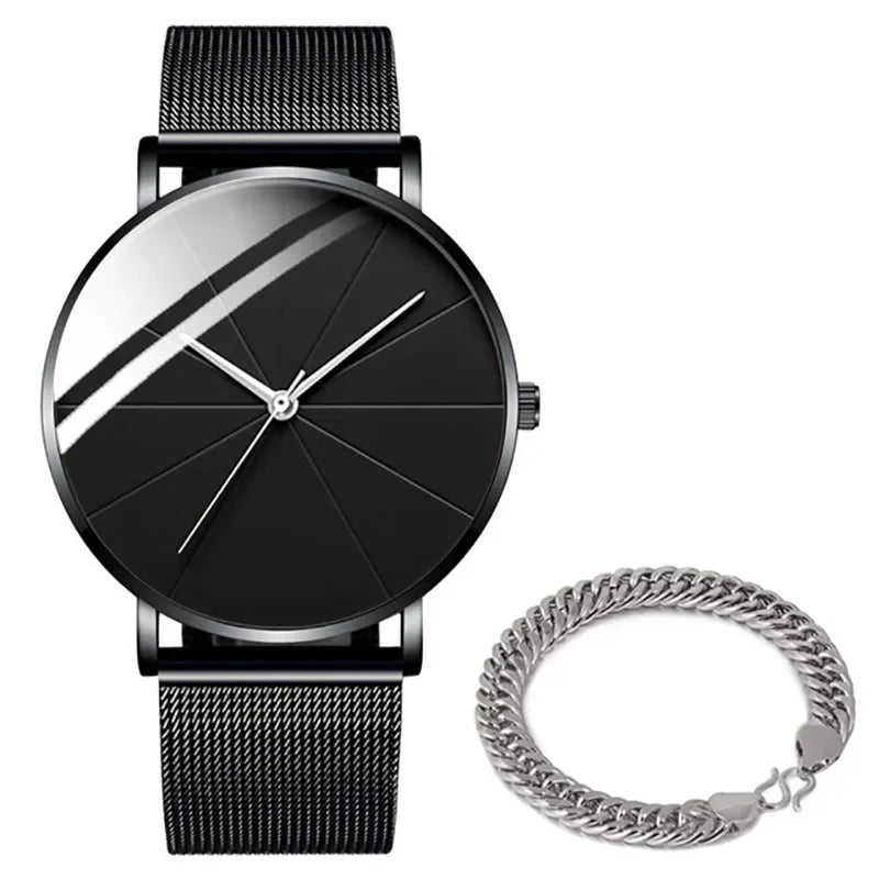 Men's Minimalist Ultra-Thin Mesh Belt Quartz Watch