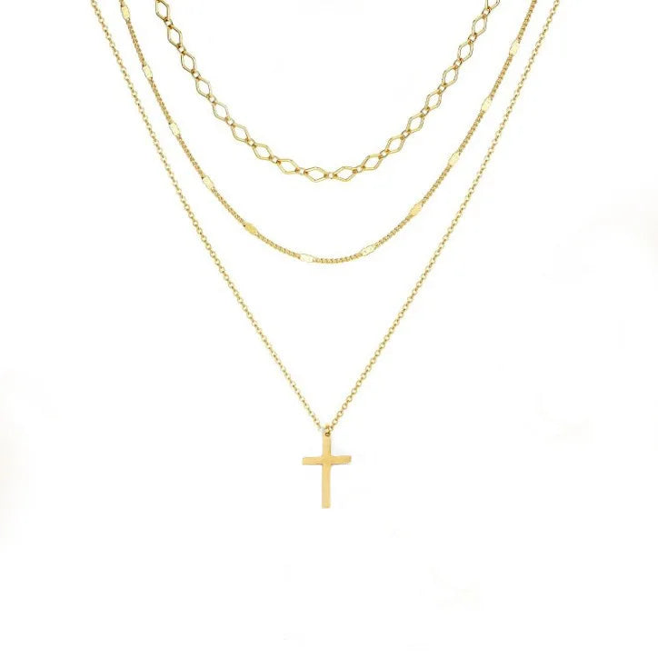 Layered Gold Circle Pendant Necklace Set