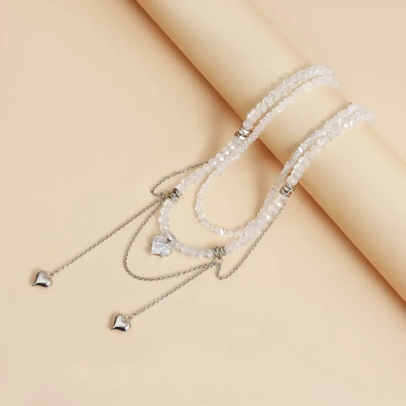 Heart Pendant Layered Choker Necklace