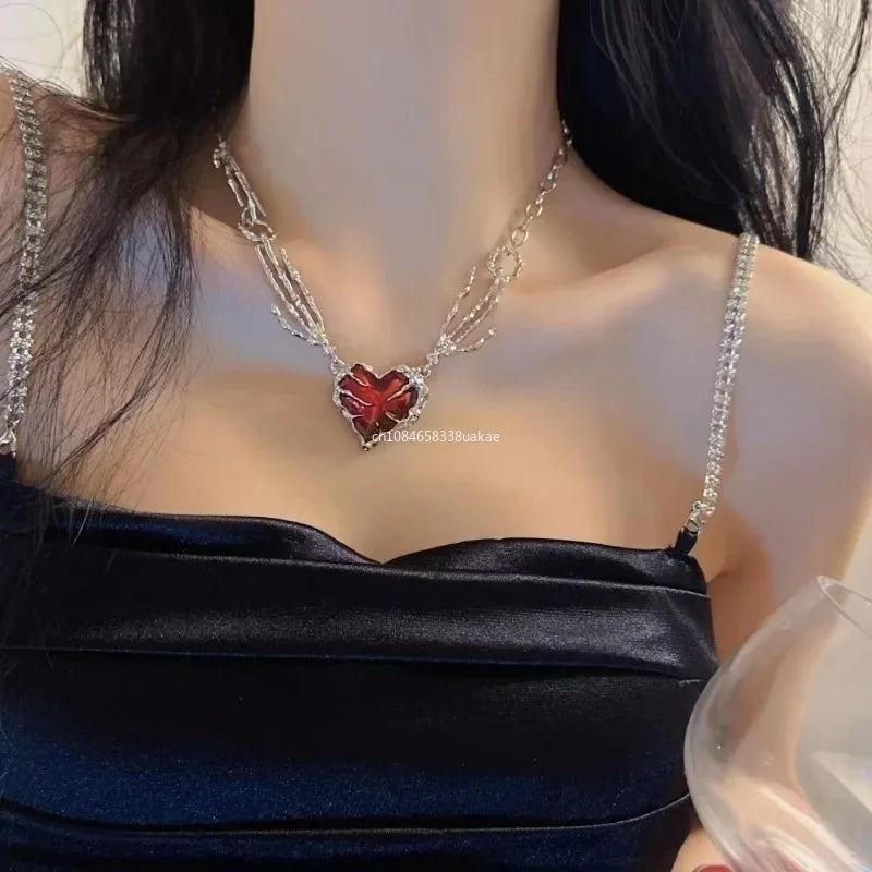 Skull Claw Heart Necklace