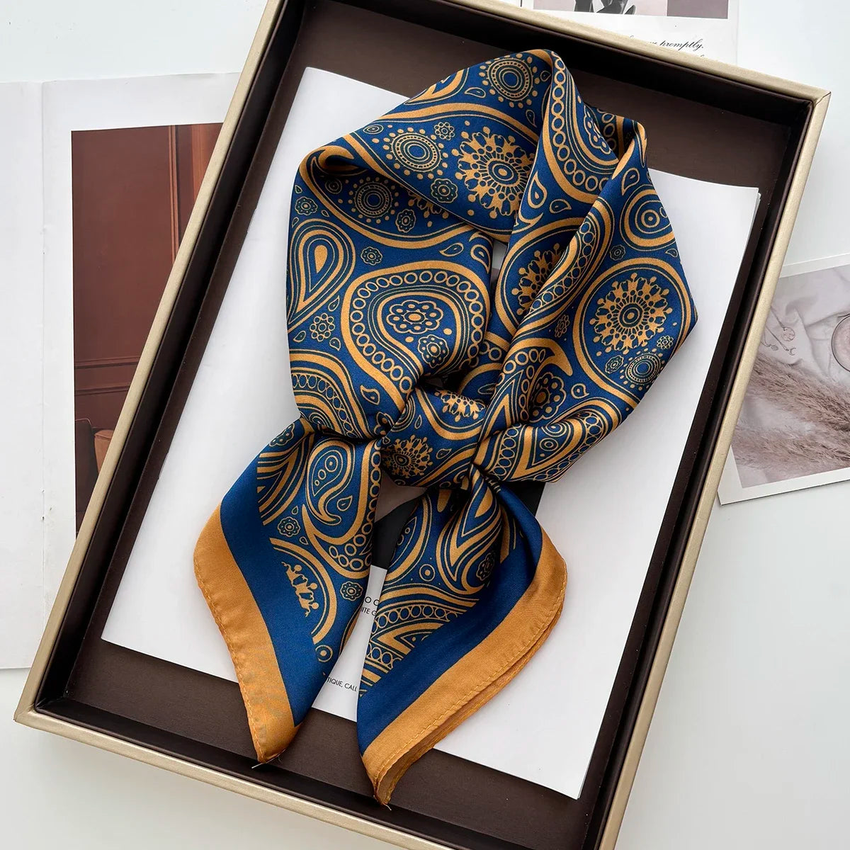 Elegant Floral Print Square Scarf