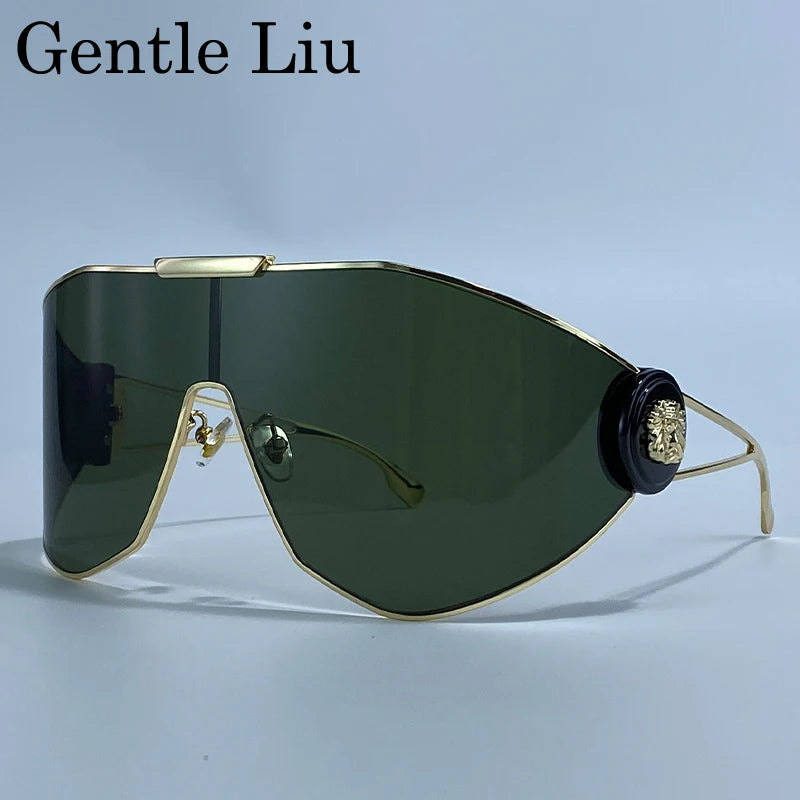 Oversized Shield Sunglasses with UV400 Protection