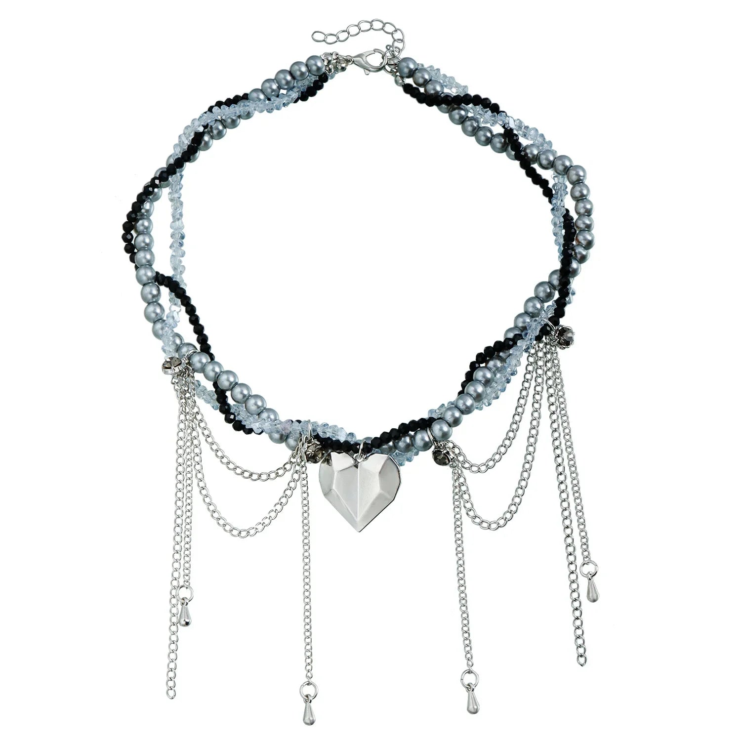 Heart Pendant Layered Choker Necklace