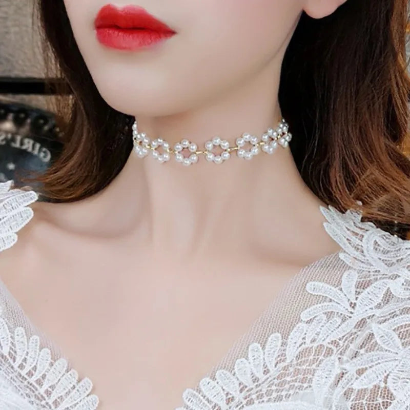 Pearl Cross Choker Necklace