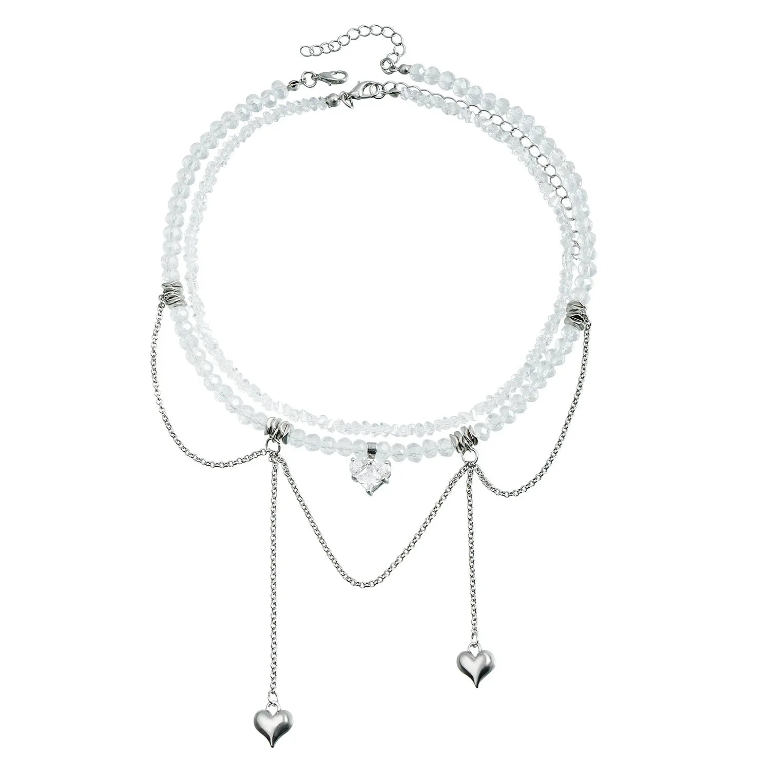 Heart Pendant Layered Choker Necklace