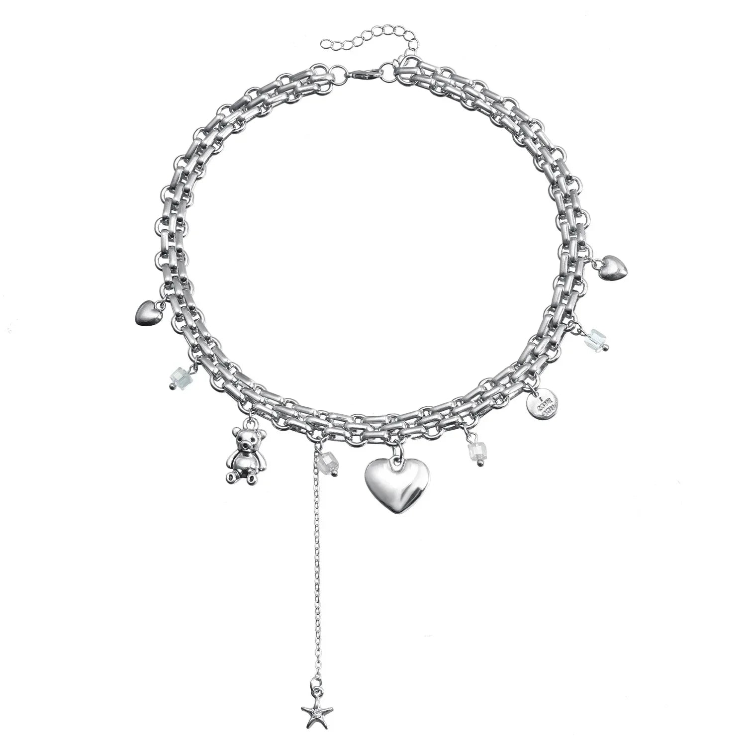 Heart Pendant Layered Choker Necklace