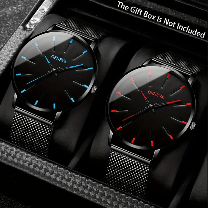 Minimalist Black Quartz Steel Watch