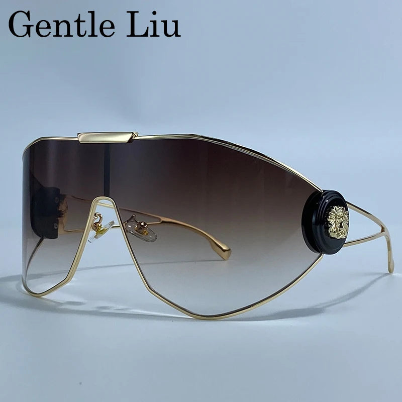 Oversized Shield Sunglasses with UV400 Protection