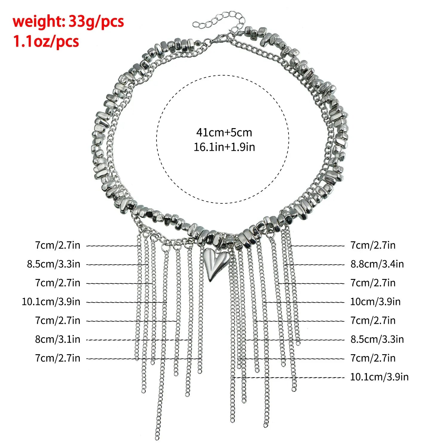 Heart Pendant Layered Choker Necklace