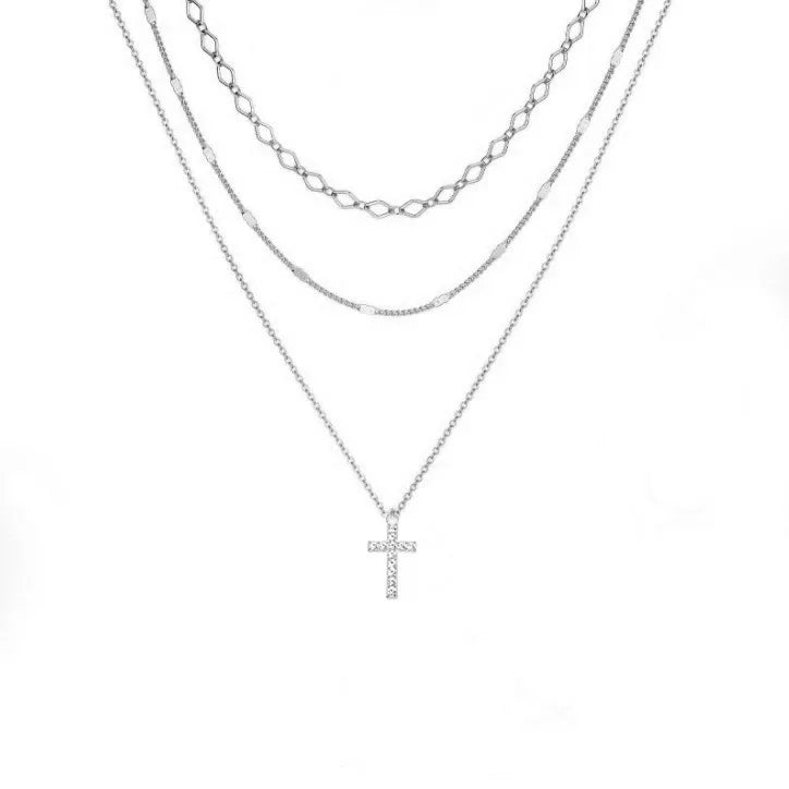 Layered Gold Circle Pendant Necklace Set