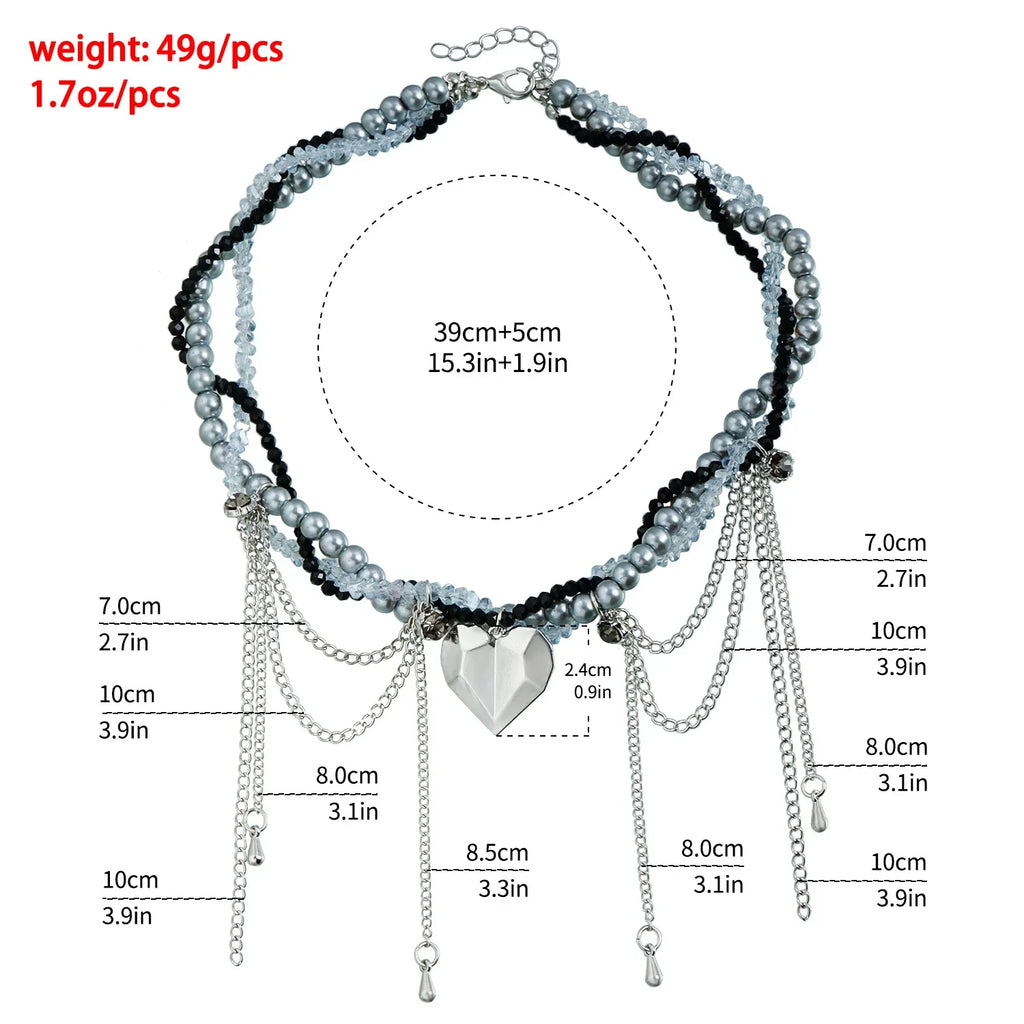 Heart Pendant Layered Choker Necklace