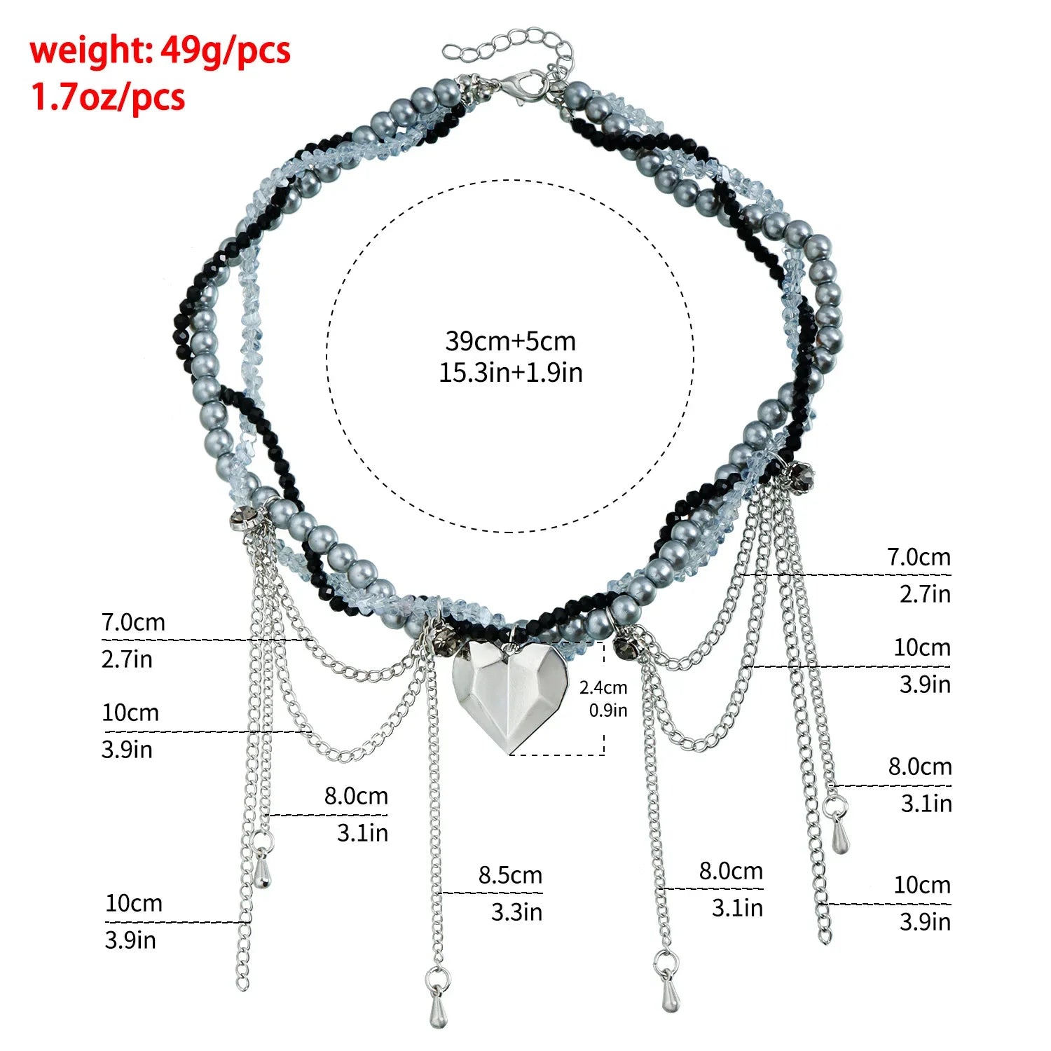 Heart Pendant Layered Choker Necklace