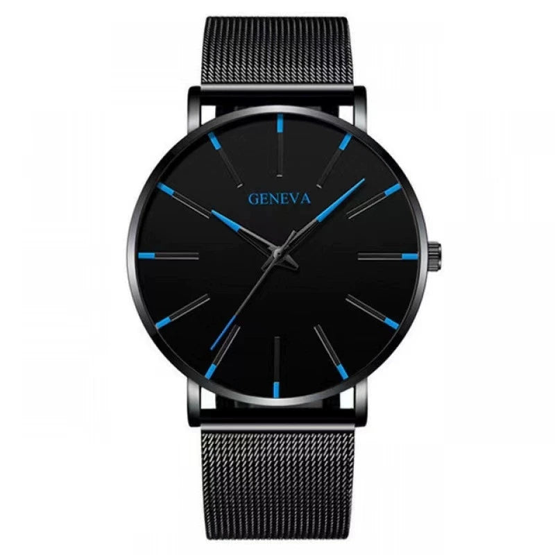 Minimalist Black Quartz Steel Watch
